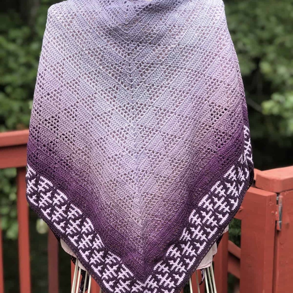 Purple Mosaic Trees Shawl